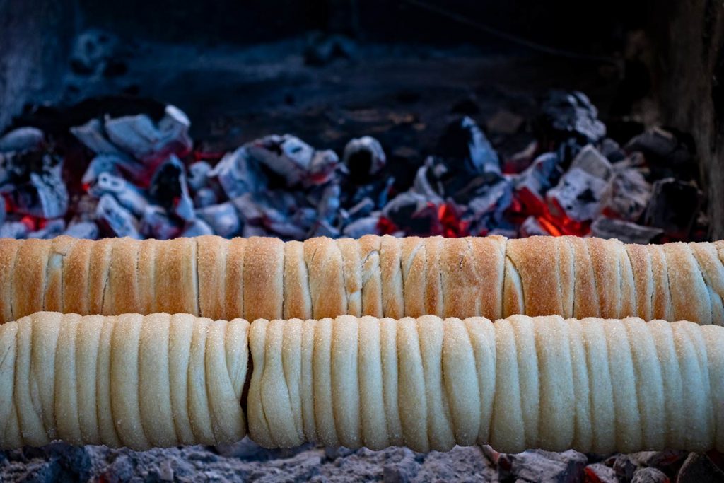 image of trdlo chimney cakes at a czech Christmas market czech republicczech