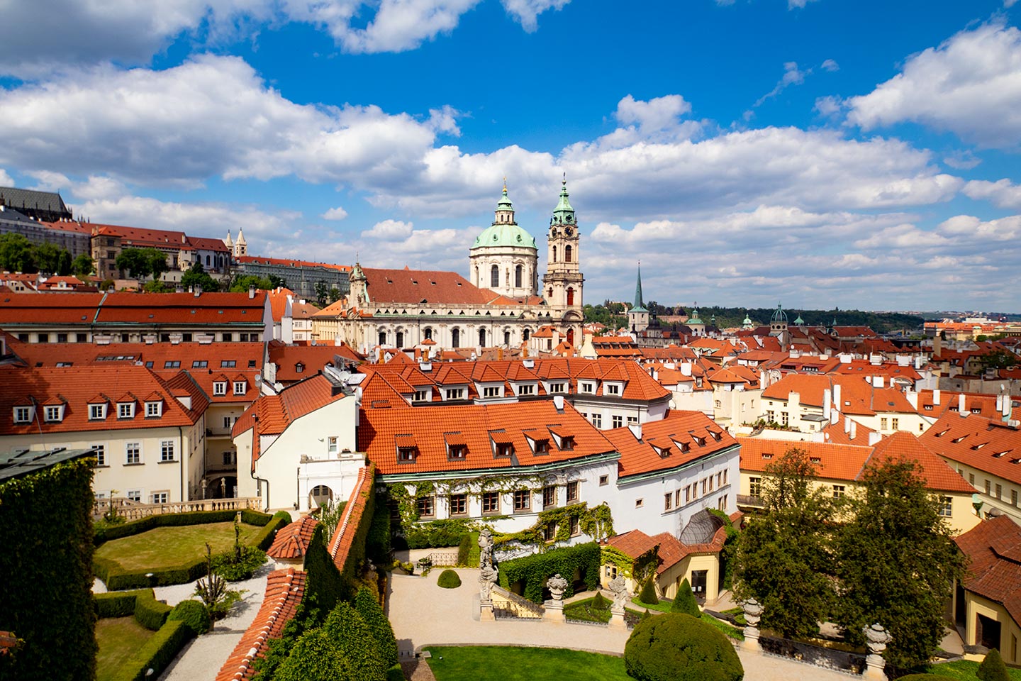 Image of the Vrtba GArden Prague and St Nicholas Church
