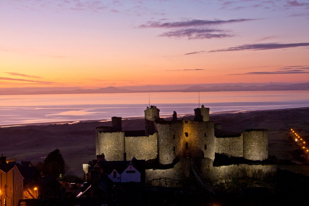 Image of Harlech Castle North Wales at dusk