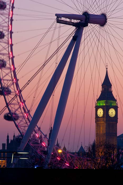 Image of Big Ben & the London Eye sunset London