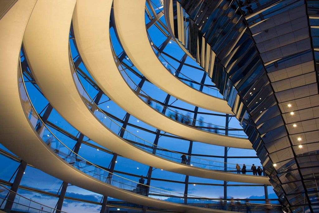 Image of interitor of Bundestag dome Berlin Germany