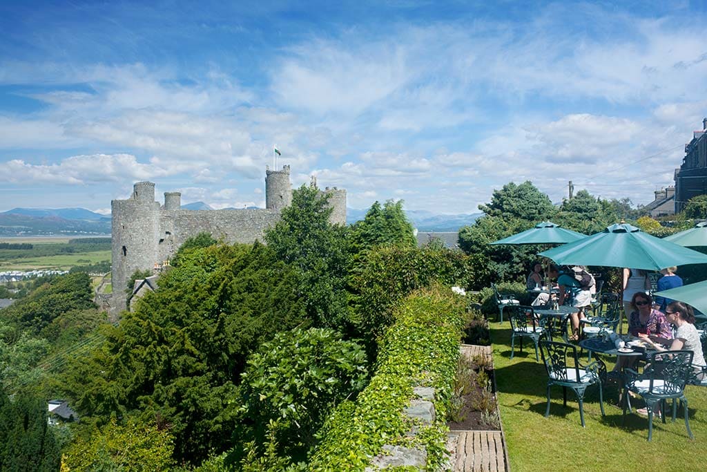 Image of the terrace at the Plas Cafe Harlech Wales UK