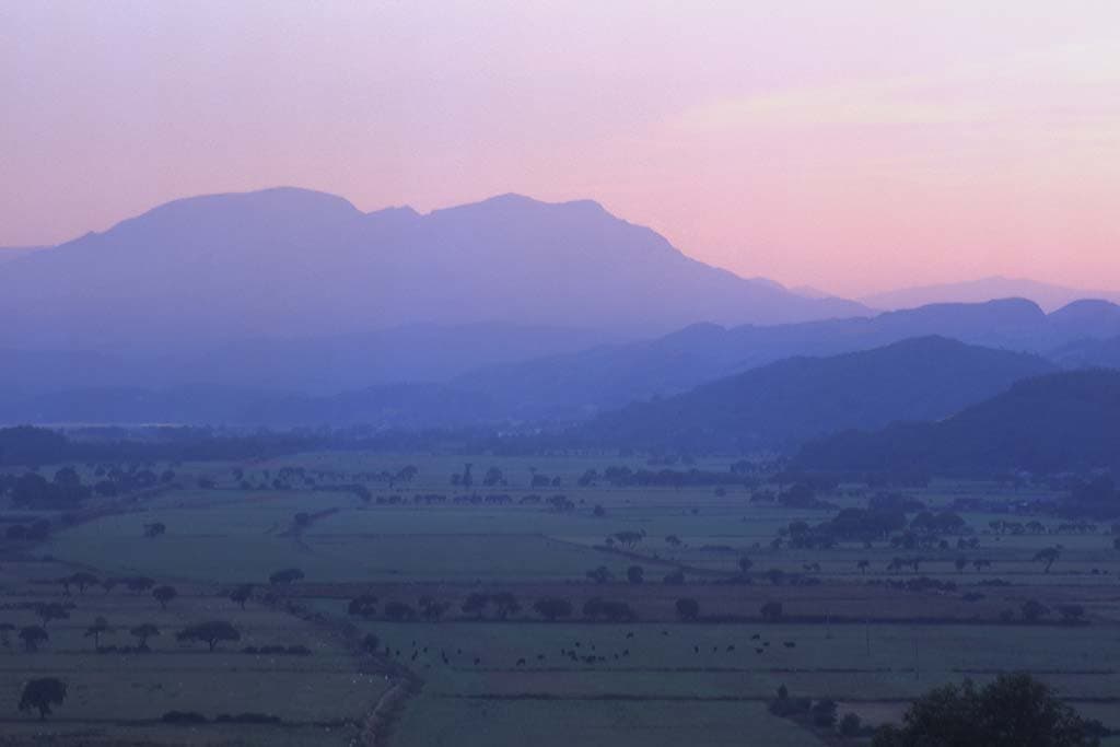 image of moelwyn mountains from Harlech snowdonia north Wales uk