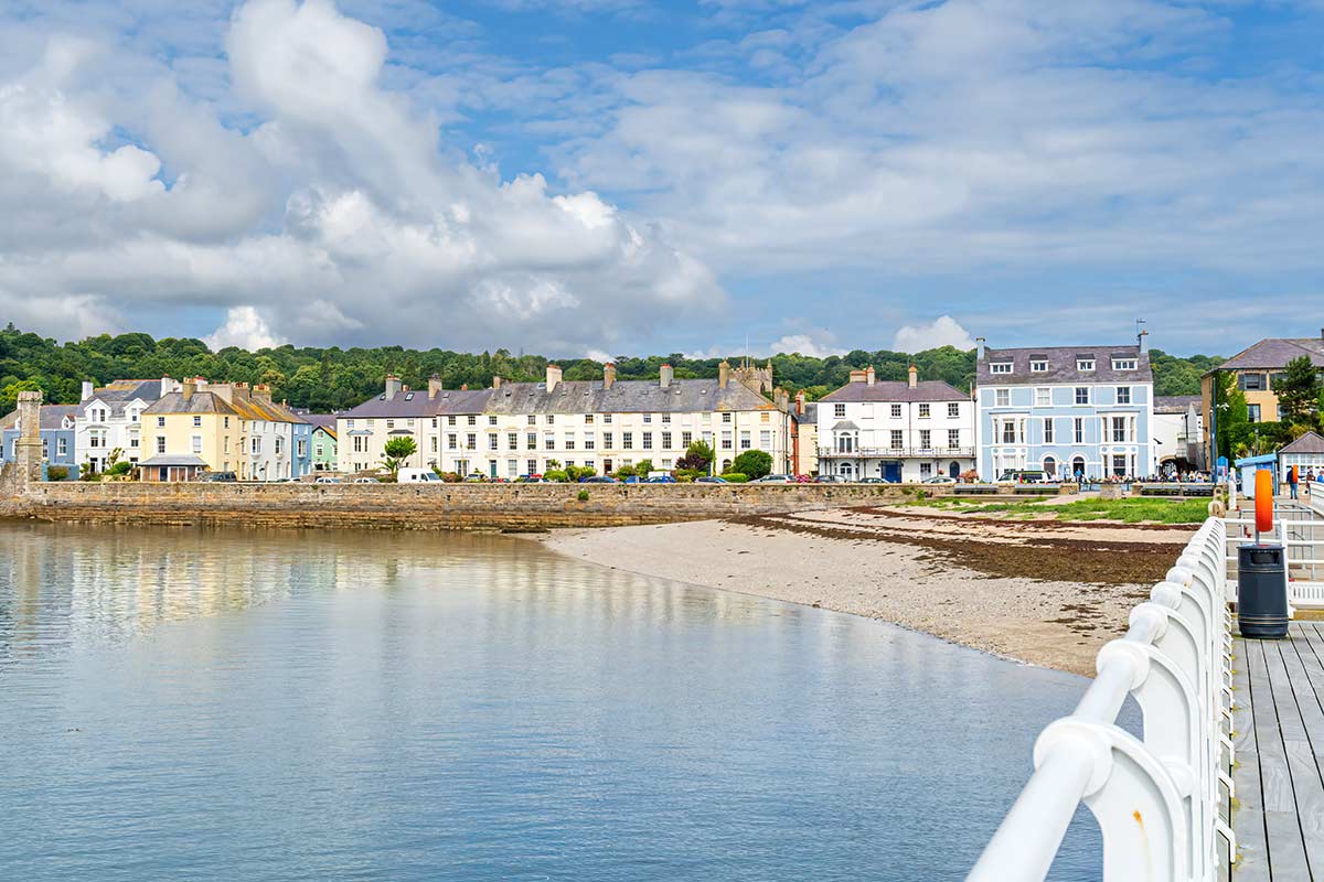 image of Beaumaris beach anglesey north Wales uk