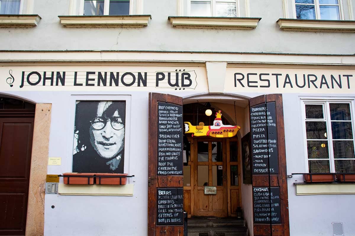 image of John Lennon pub kampa island prague
