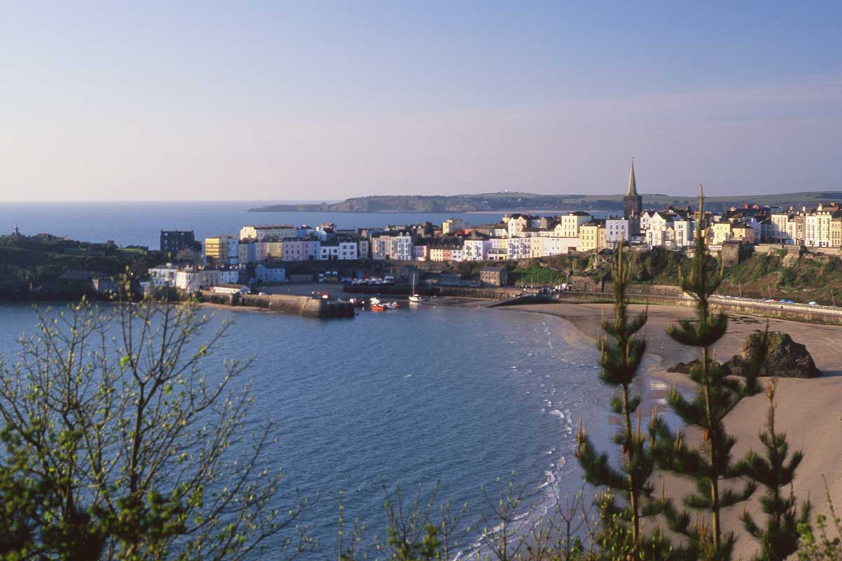 image of Tenby from the park hotel Pembrokeshire Wales uk
