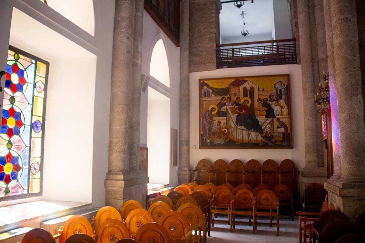 image of the nave of agios titos church heraklion crete greece