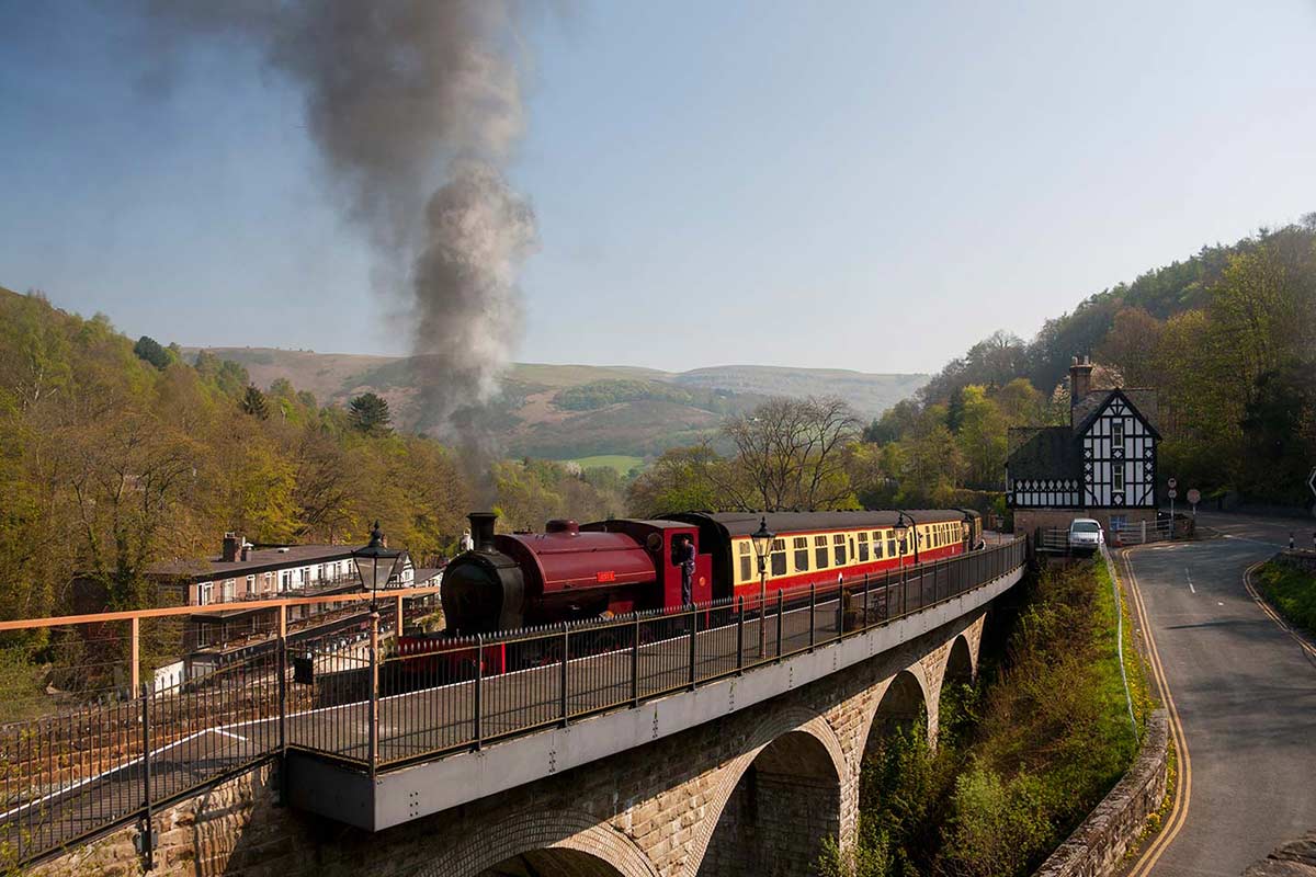 image of steam train at berwyn station Llangollen Steam Railway north Wales uk