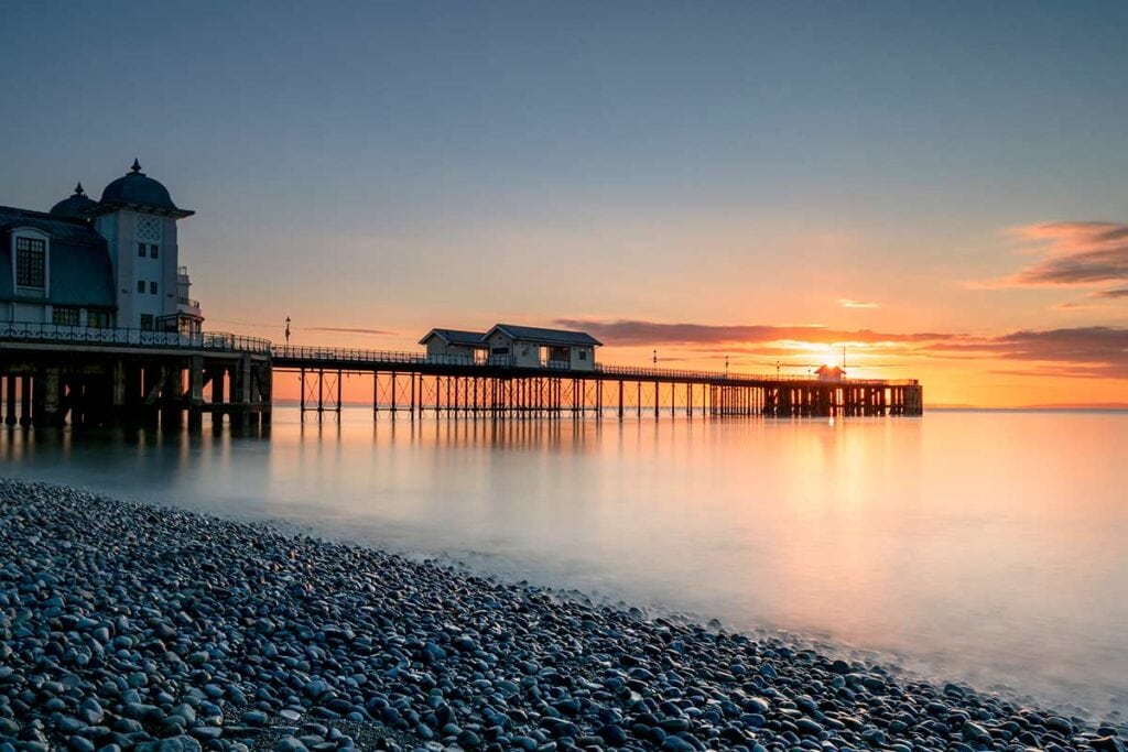 image of penarth pier at sunrise vale of glamorgan Wales uk