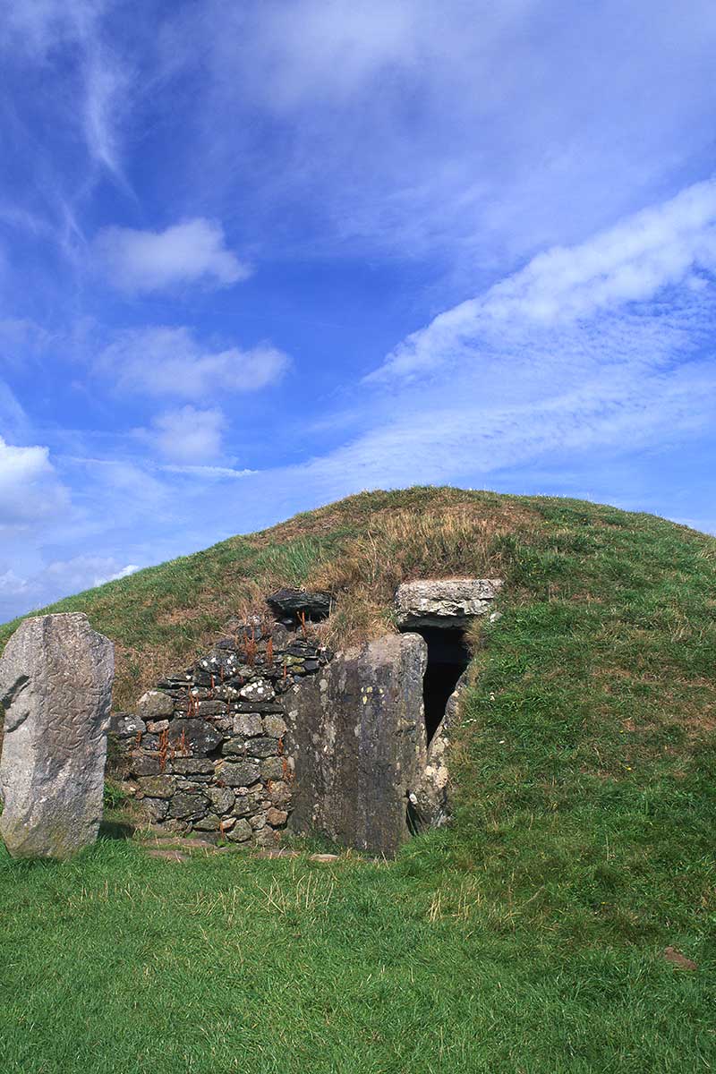 image of entrance to bryn celli ddu chambered tomb anglesey north wales uk