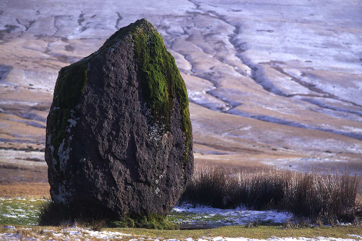 image of maen llia standing stone brecon beacons powys wales uk