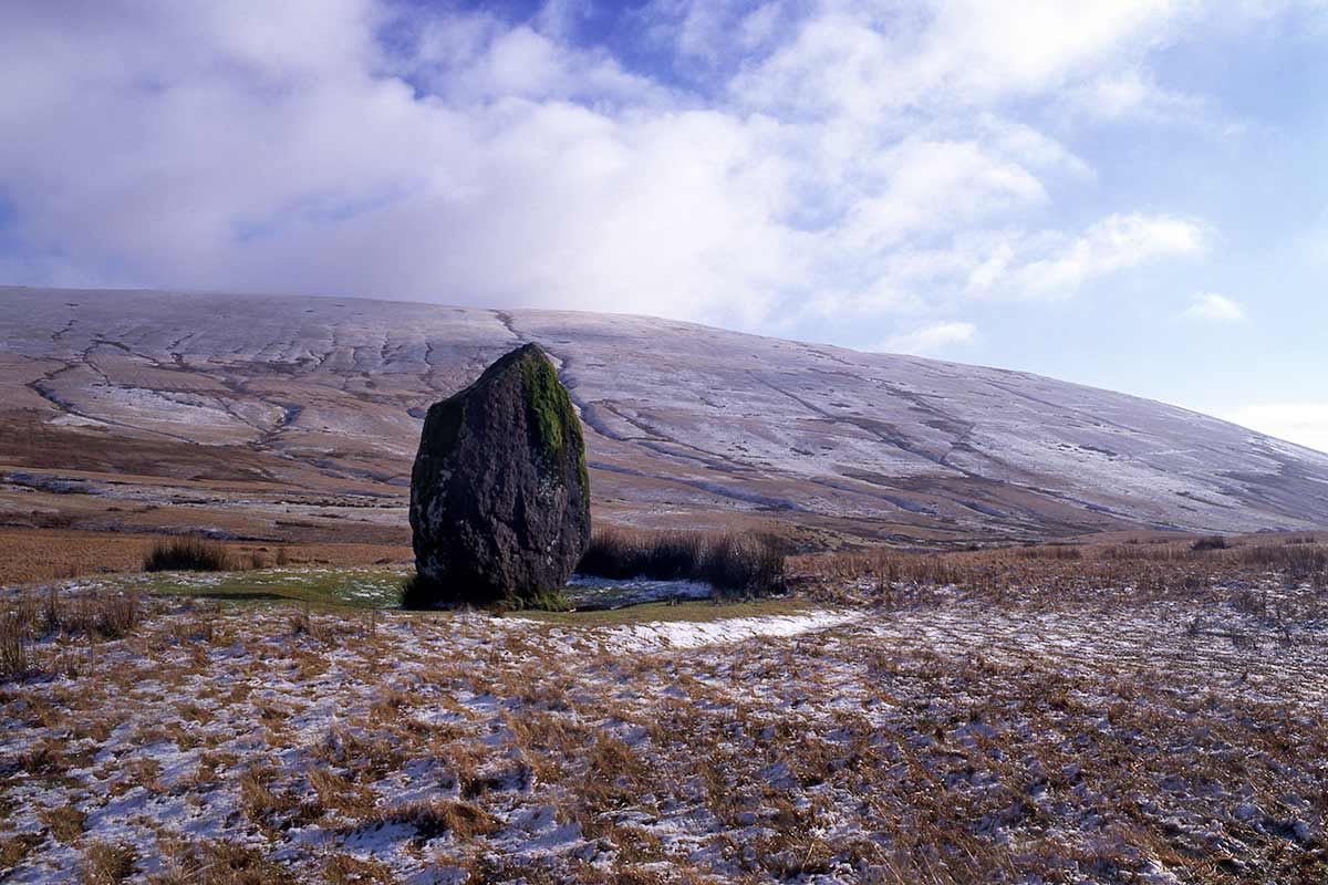 image of maen llia standing stone brecoin beacons wales uk
