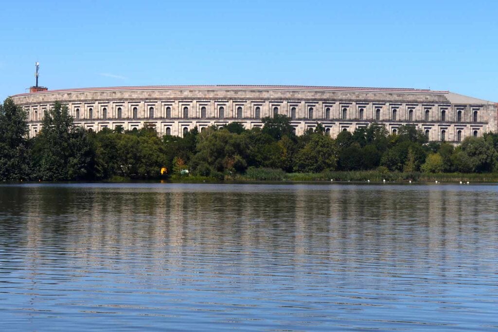 nuremberg nazi sites image of kongresshalle and lake nuremberg Bavaria germany