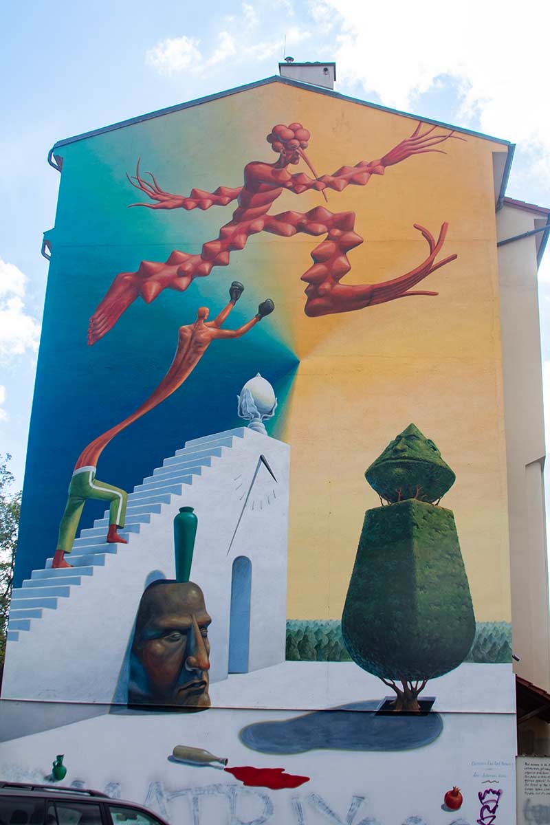 image of street art mural in Holesovice Prague czech republic