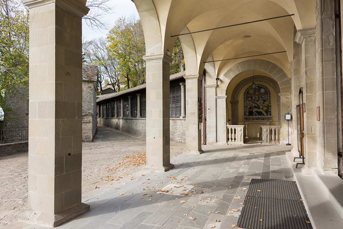 image of arcade in la Verna sanctuary Tuscany italy