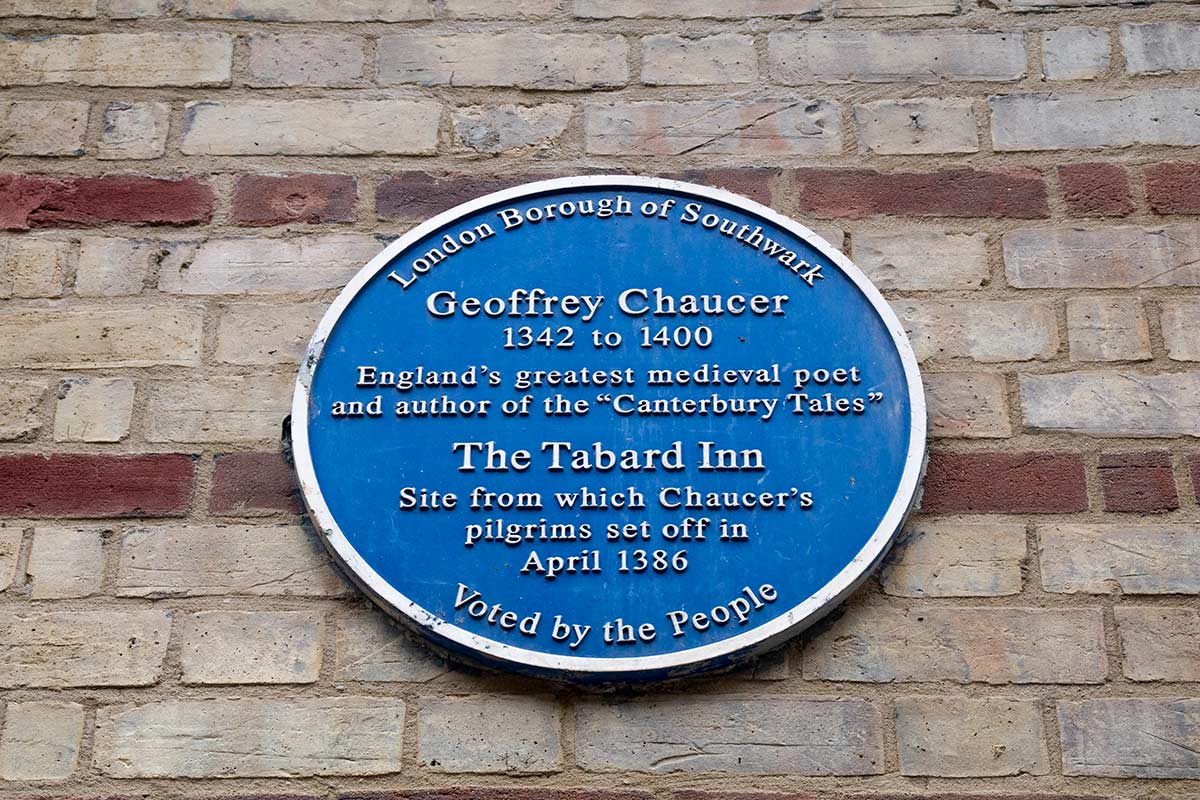 image of the tabard inn. blue plaque southwark London England uk