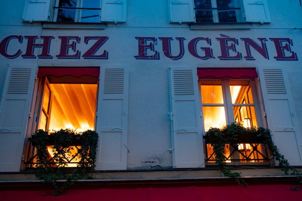 things to do in Montmartre image of Chex Eugene restaurant Montmartre Paris france