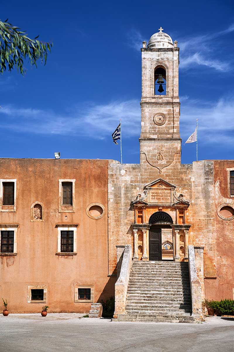 image of entrance to Agia Triada Monastery crete greece
