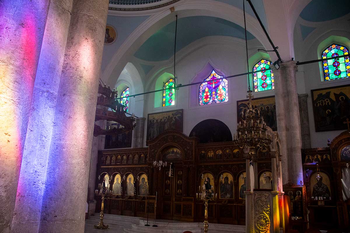 image of interior of agios Titos church heraklion Crete greece