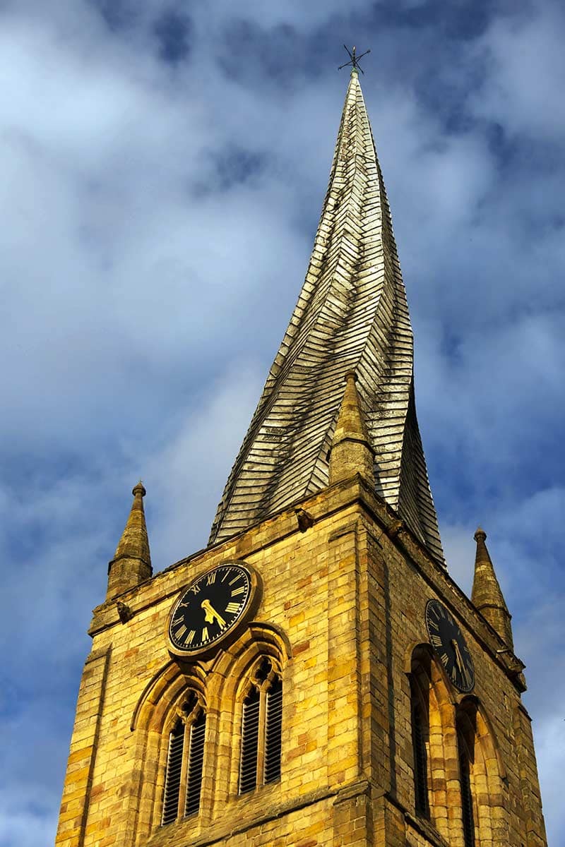 image of crooked spire of st Mary and all saints church Chesterfield Derbyshire england uk
