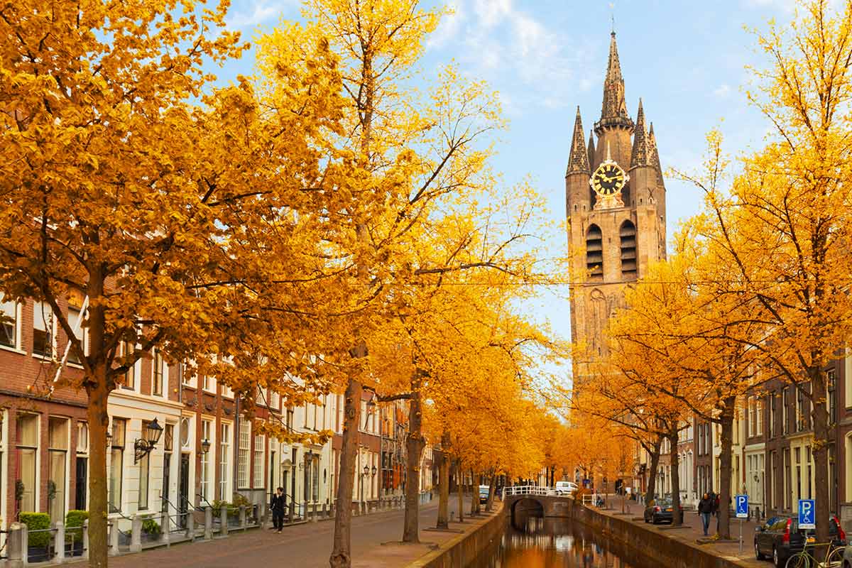 image of tower of Oude Kerk Delft netherlands