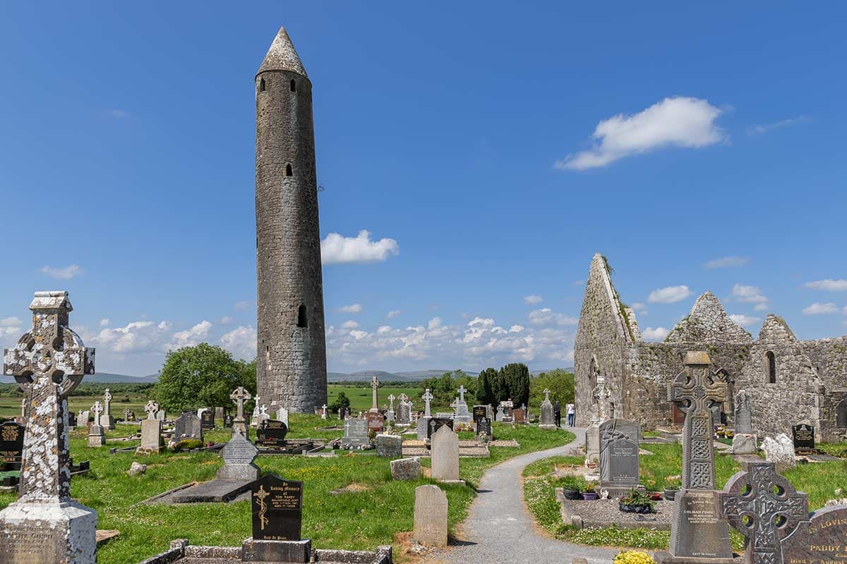 image of Kilmacduagh round tower County Galway ireland