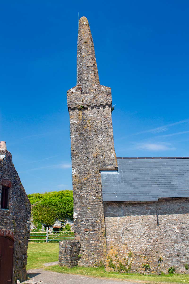 image of lean ing tower of st Illtud's church Caldey Island Wales uk