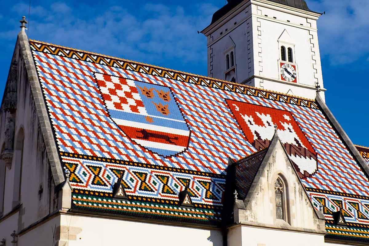 landmarks in zagreb image of roof of st mark's church Zagreb croatia
