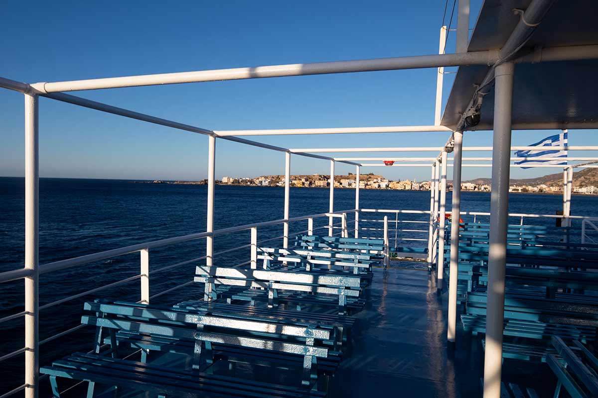image of Agia Roumeli ferry leaving Paleochora crete greece