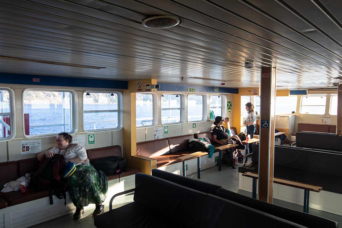 image of sitting room on board Paleochora to Agia Roumeli ferry crete greece