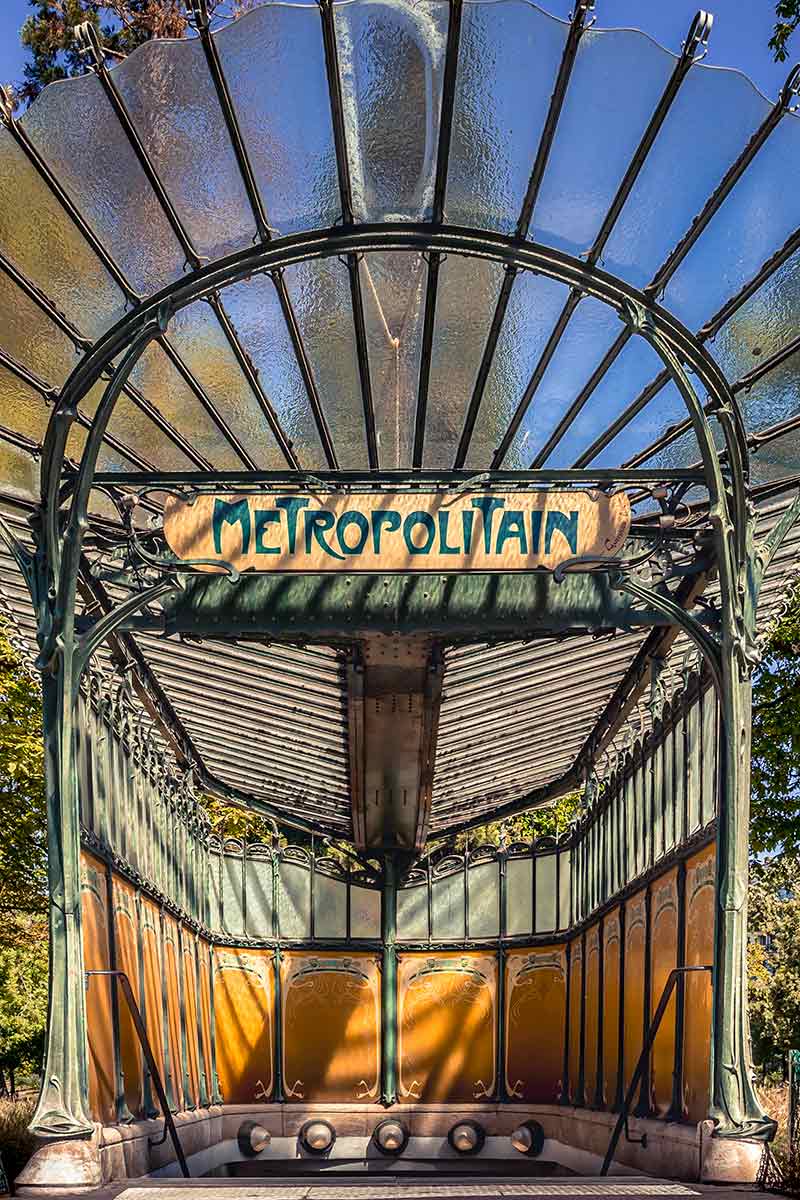 image of original metro station entrance at porte dauphine Paris france
