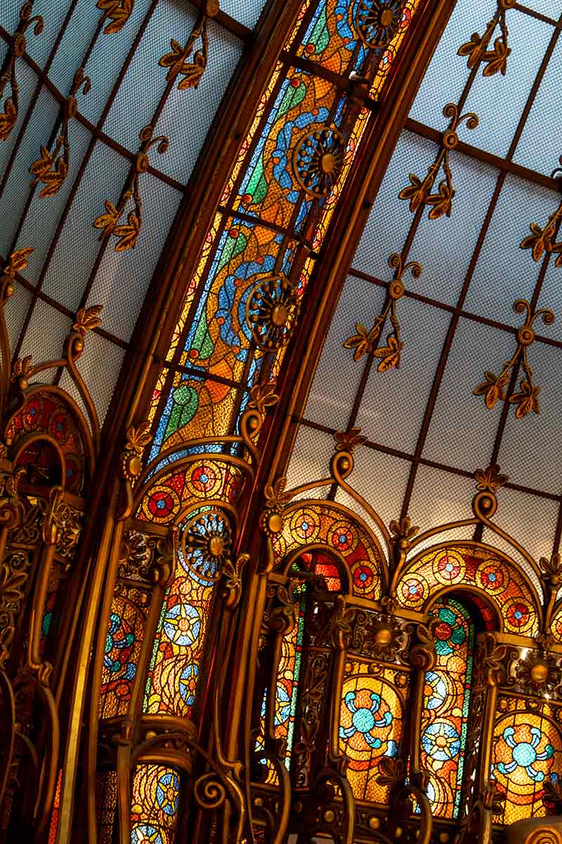 image of detail of Galeries Lafayette dome paris france