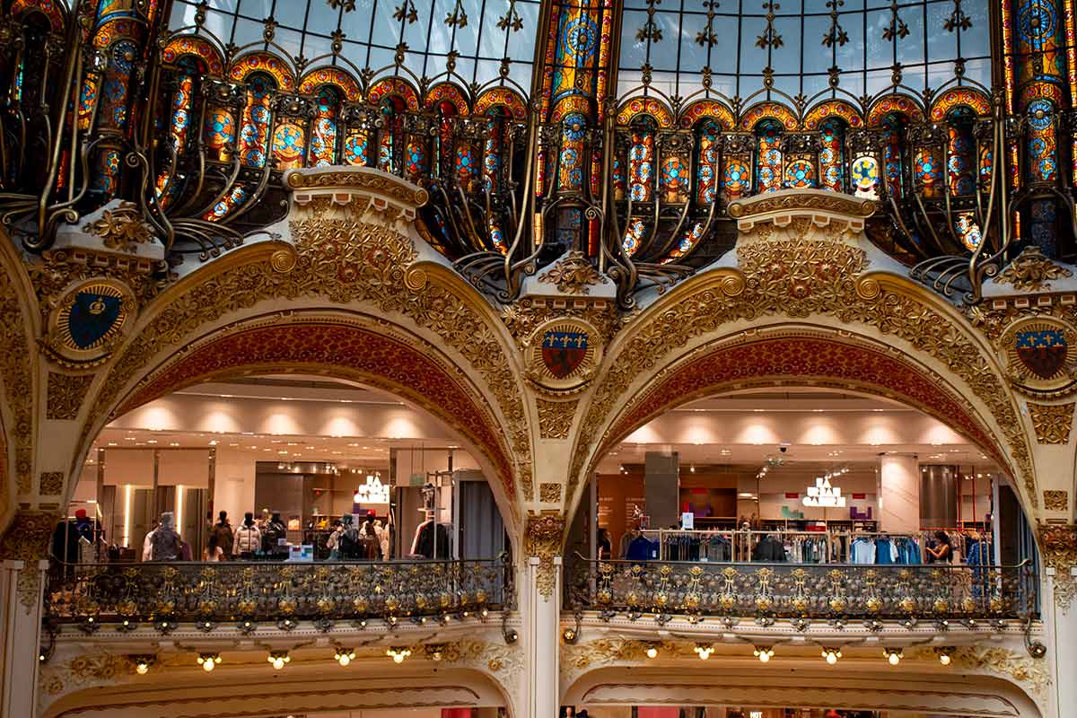 image of ashes below Galeries Lafayette dome Paris france