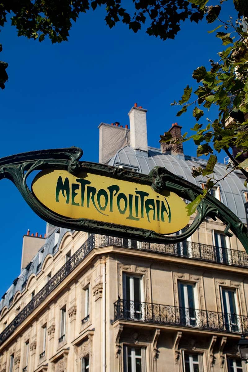 image of Art Nouveau Metropolitain sign Paris France