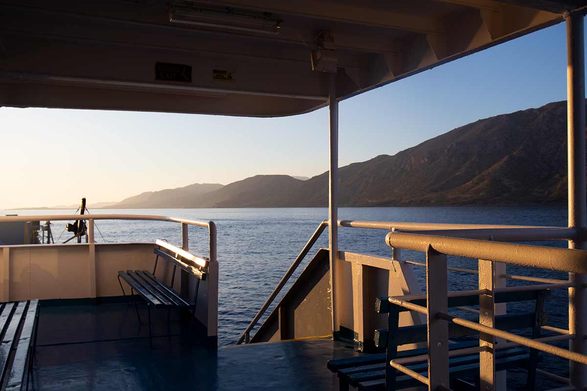 image of view from ferry near Sougia crete greece