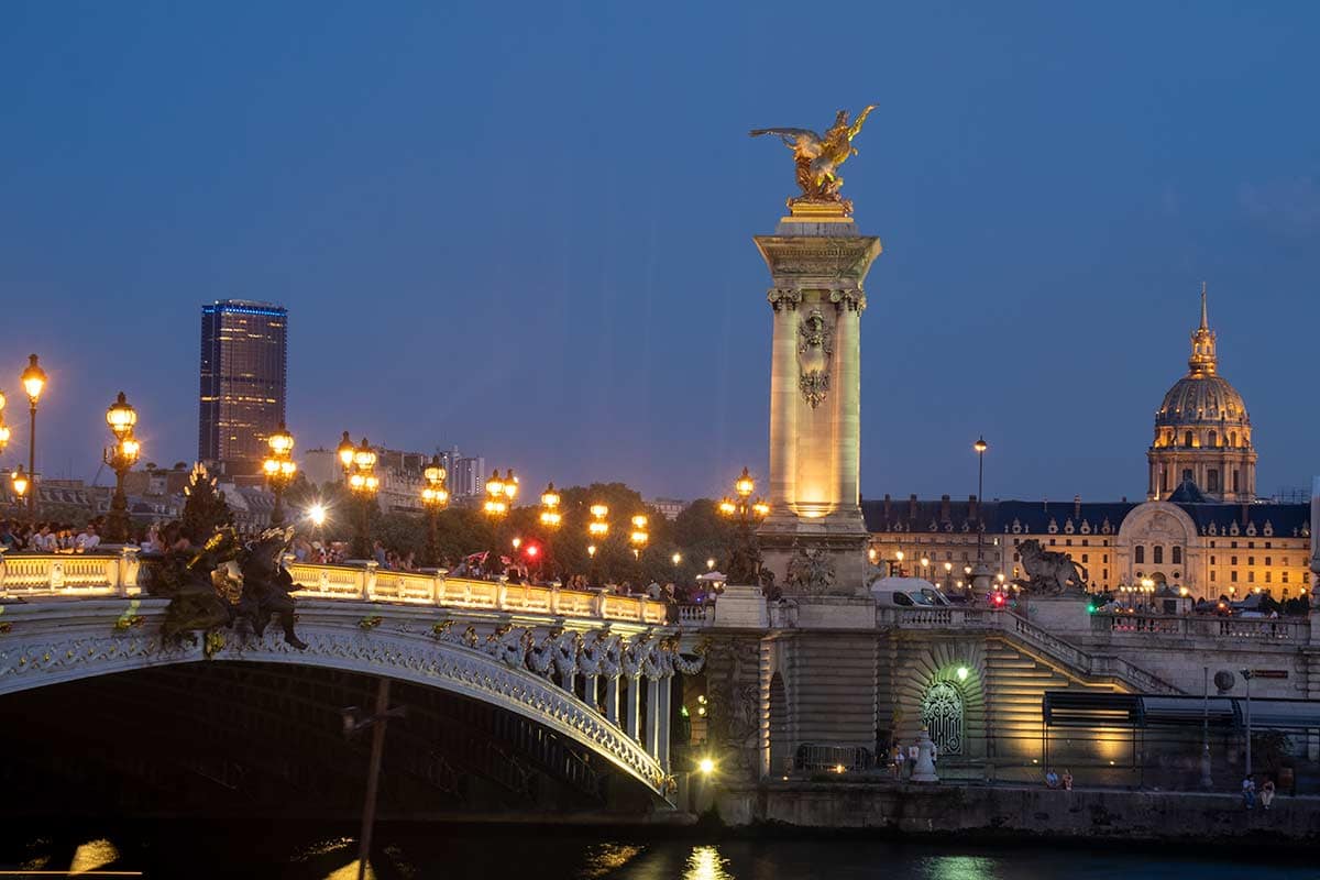 image of pont Alexandre iii at dusk Paris france
