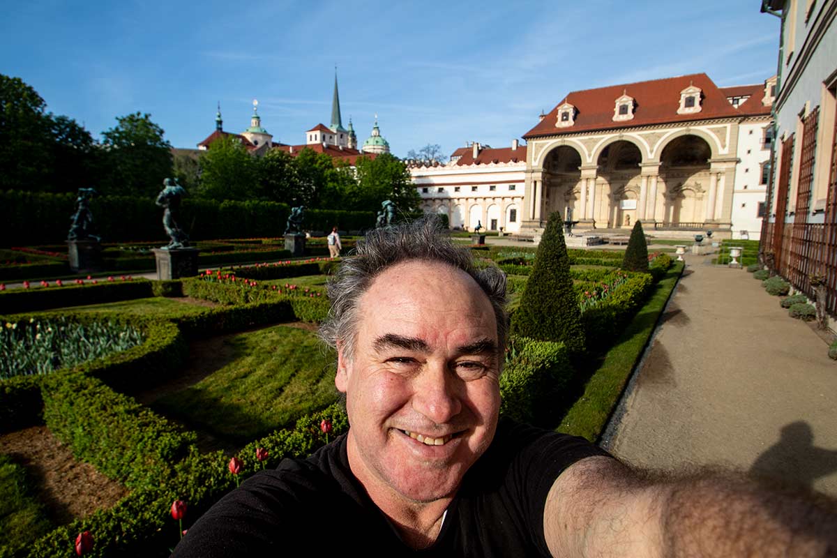 image of author David angel at Wallenstein garden prague Czech republic