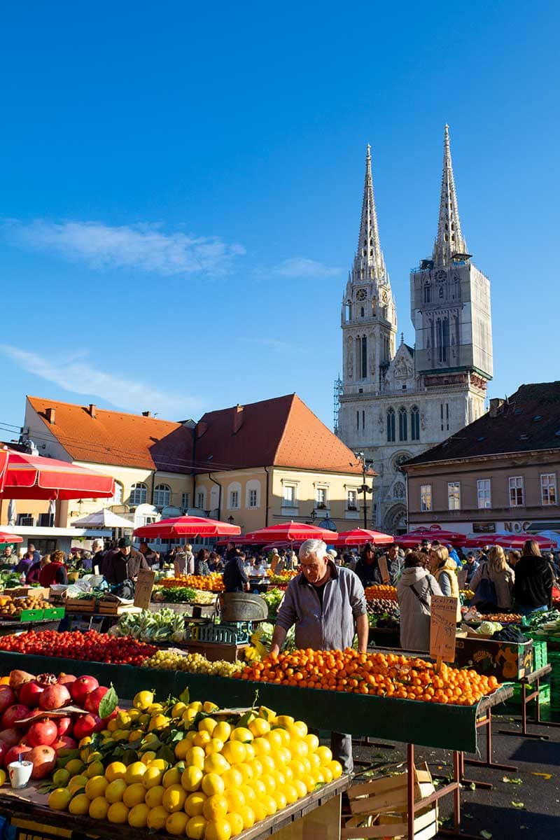 image of dollar market and cathedral zagreb croatia