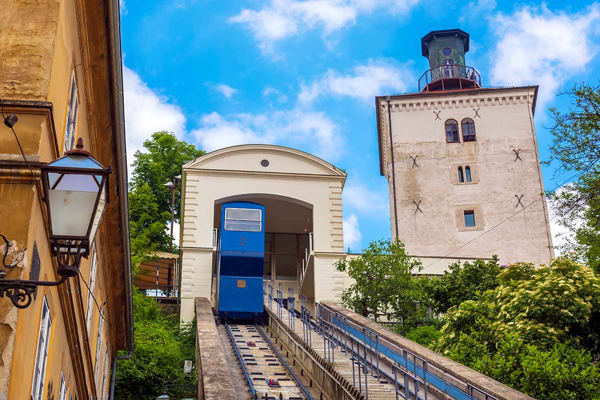 image of zagreb funicular and lotrscak tower zagreb croatia