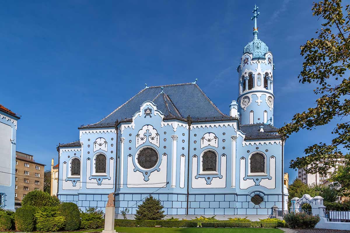 image of blue church Bratislava slovakia