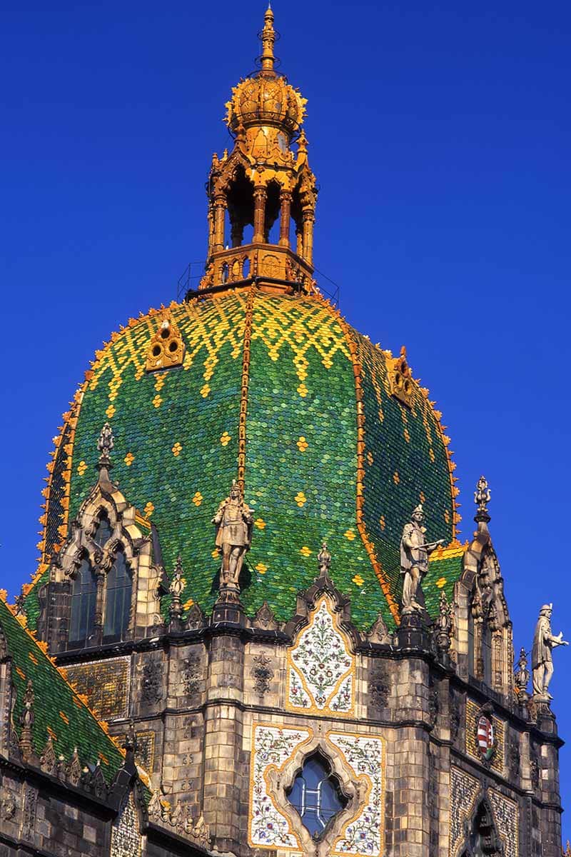 image of dome and lantern of applied arts museum Budapest hungary