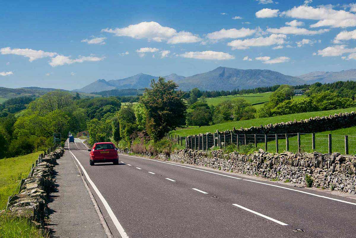 image of a5 roads near pentrefoelas north Wales uk