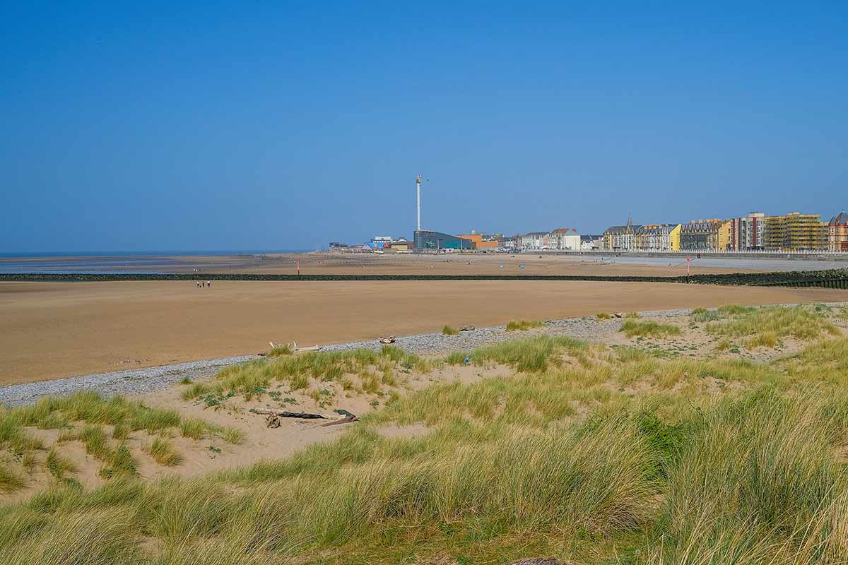 image of Rhyl beach north Wales uk