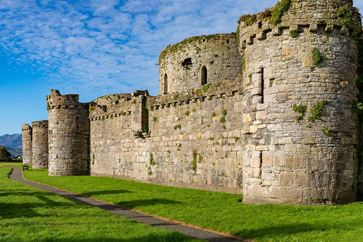 image of east wall of Beaumaris Castle anglesey north Wales uk