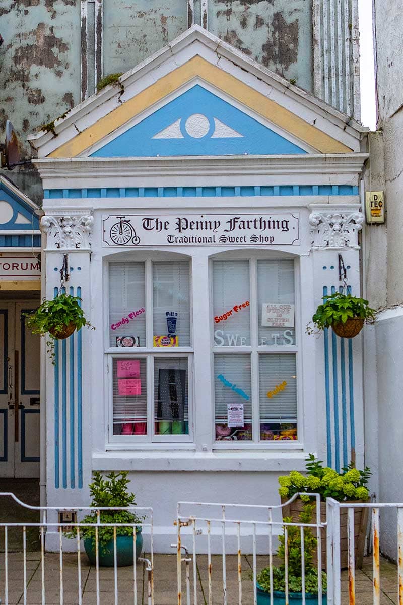 image of penny farthing sweet shop Beaumaris anglesey north Wales uk