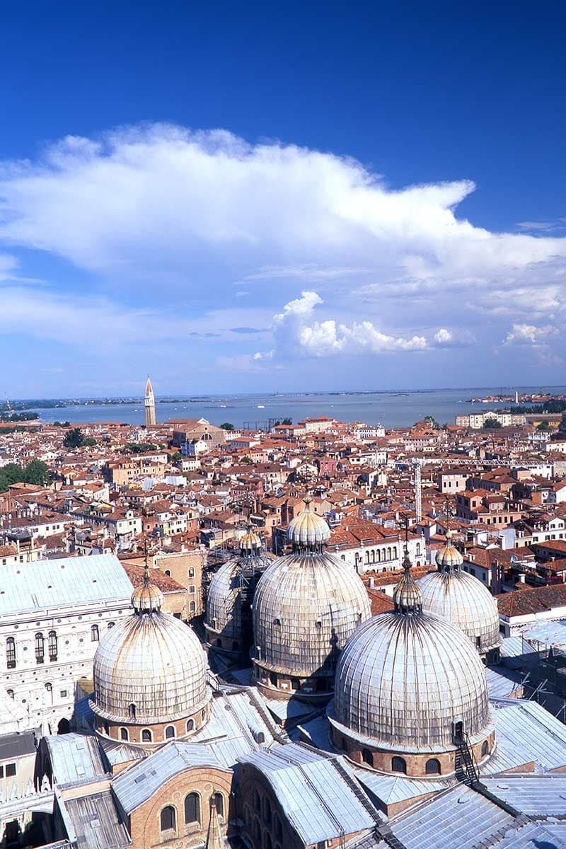image of San Marco basilica and Castello district from San Marco campanile venice italy