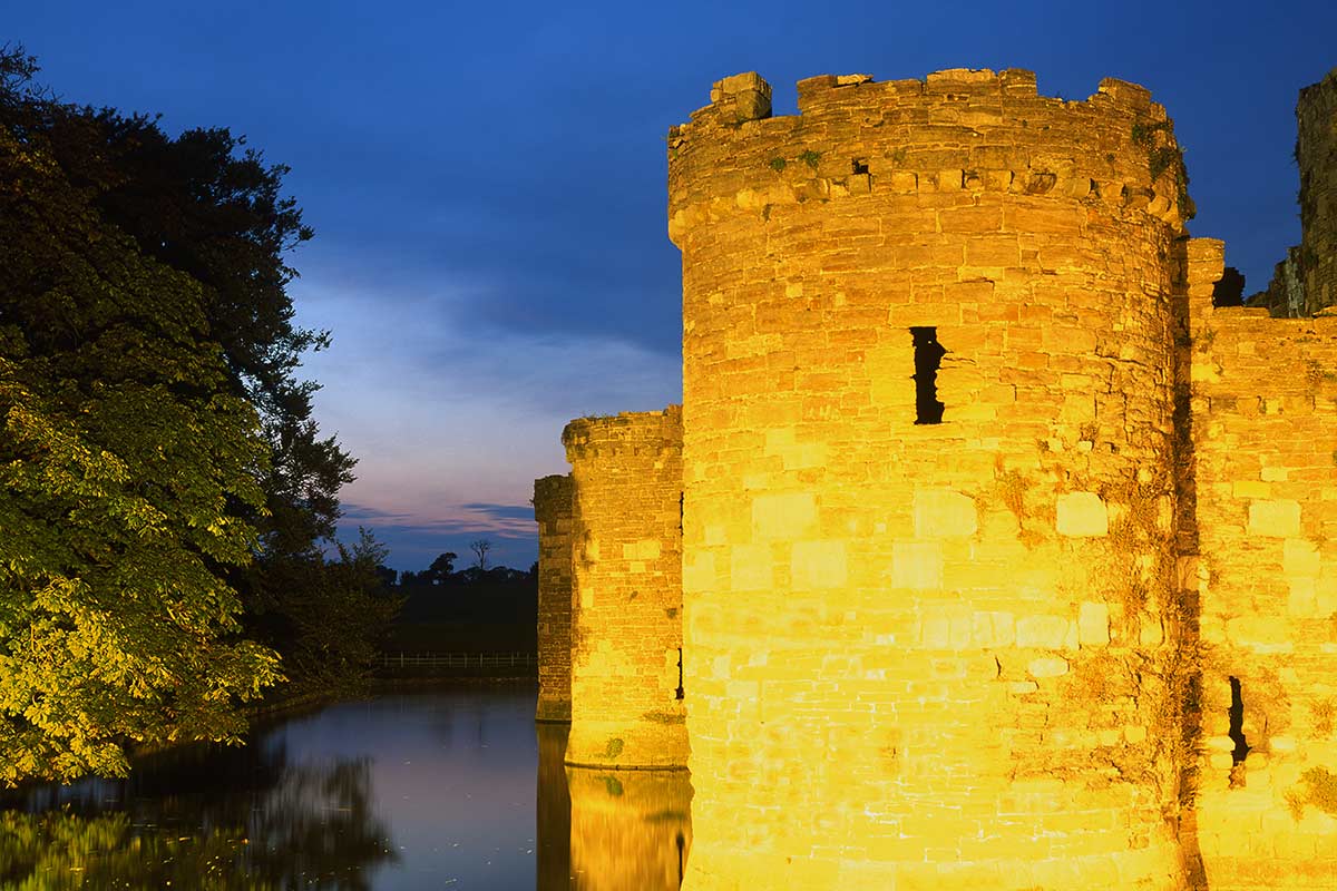 image of Beaumaris Castle at dusk anglesey north Wales uk