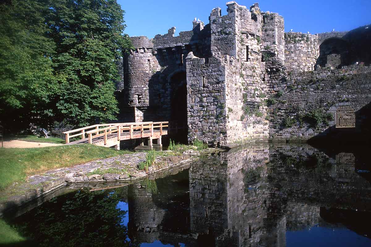 image of Beaumaris Castle gatehouse anglesey north Wales uk