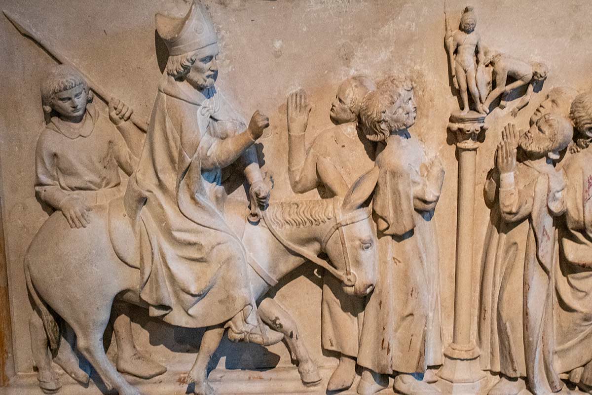 image of section of altarpiece from st Denis basilica in Cluny museum paris