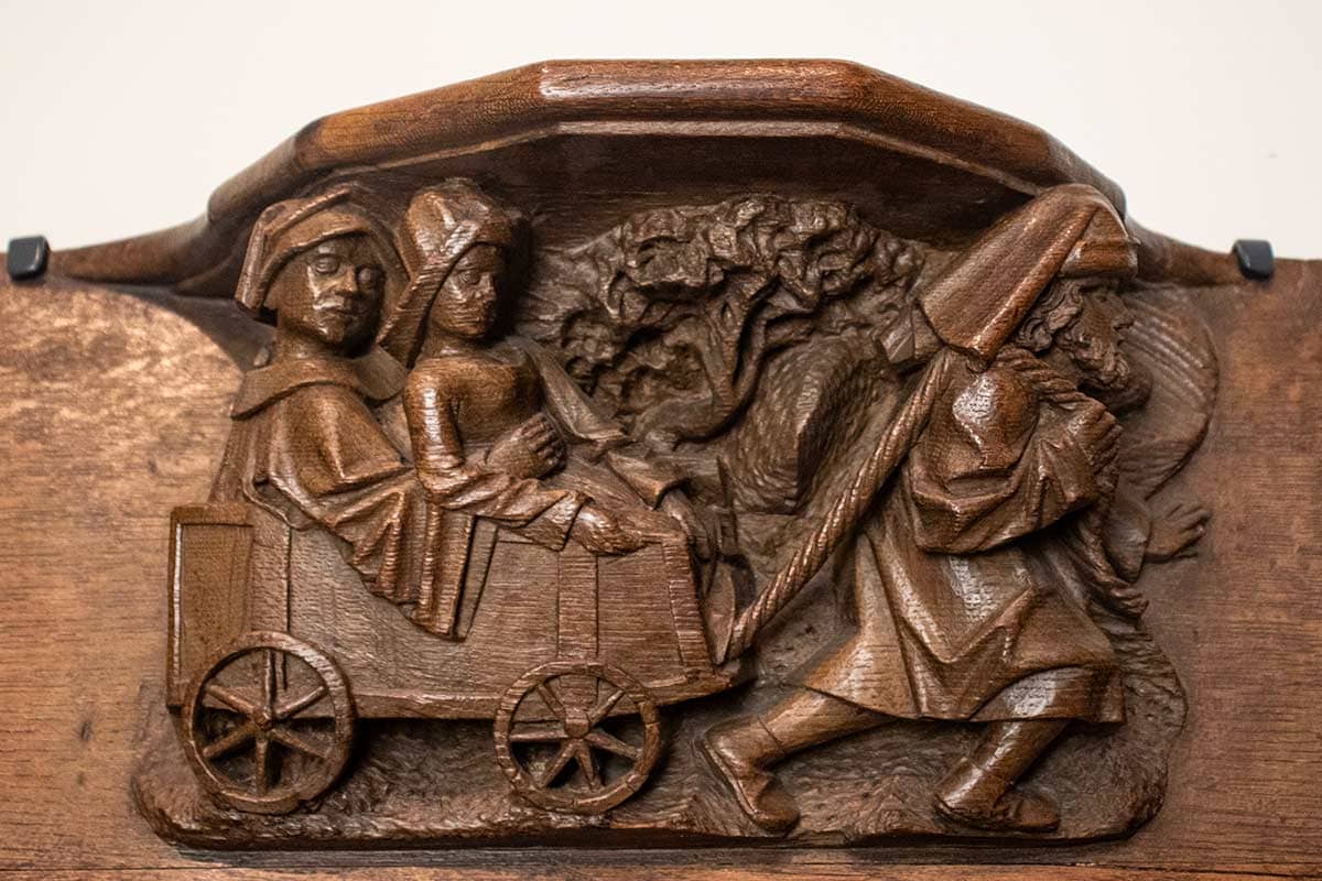 image of misericord from beauvais in Cluny museum paris